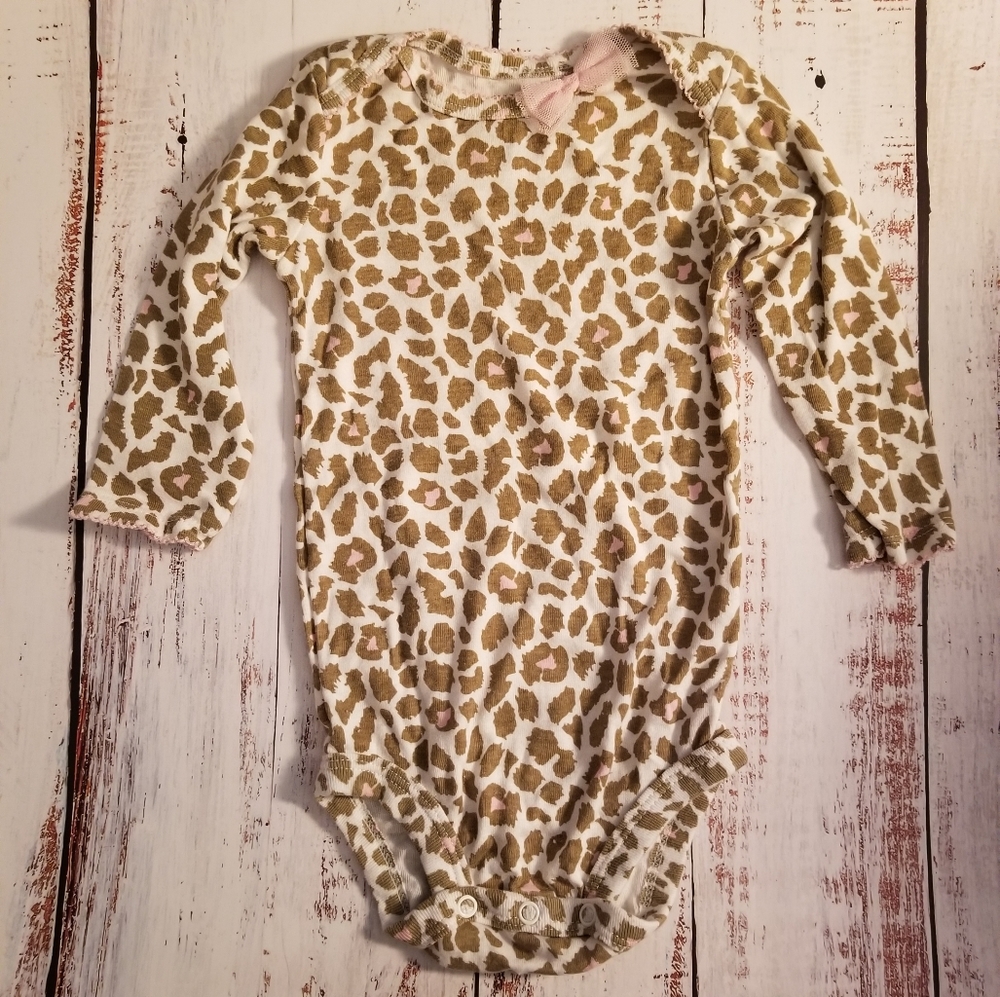 Two Carter's Long Sleeve Cheetah Print Onesies